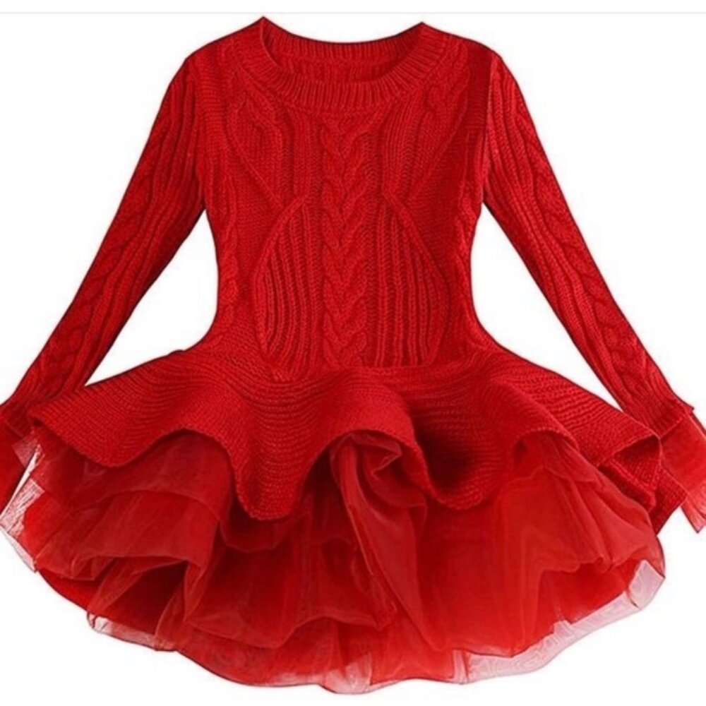 Little Trendsetter Red Sierra Sweater Dress | Size 5
